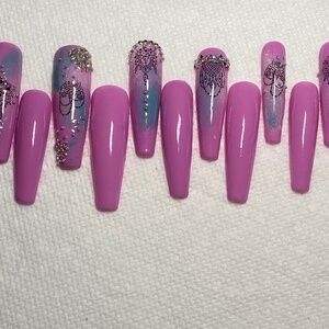 Luxury Hand Painted Gel Press-On Nails